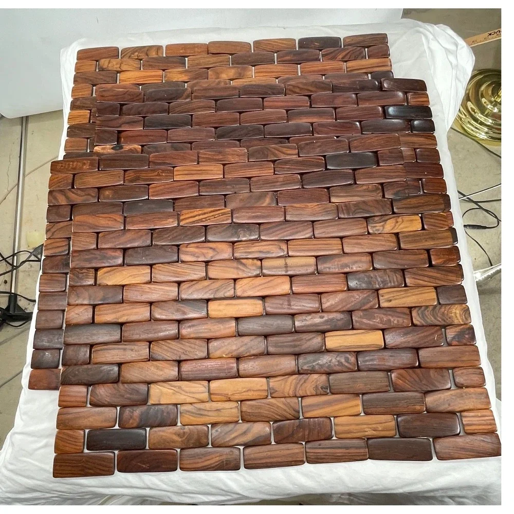Costa Rica Rosewood Placemats 17.5x11 Wood Brick Brown Flexible Rustic Set of 4